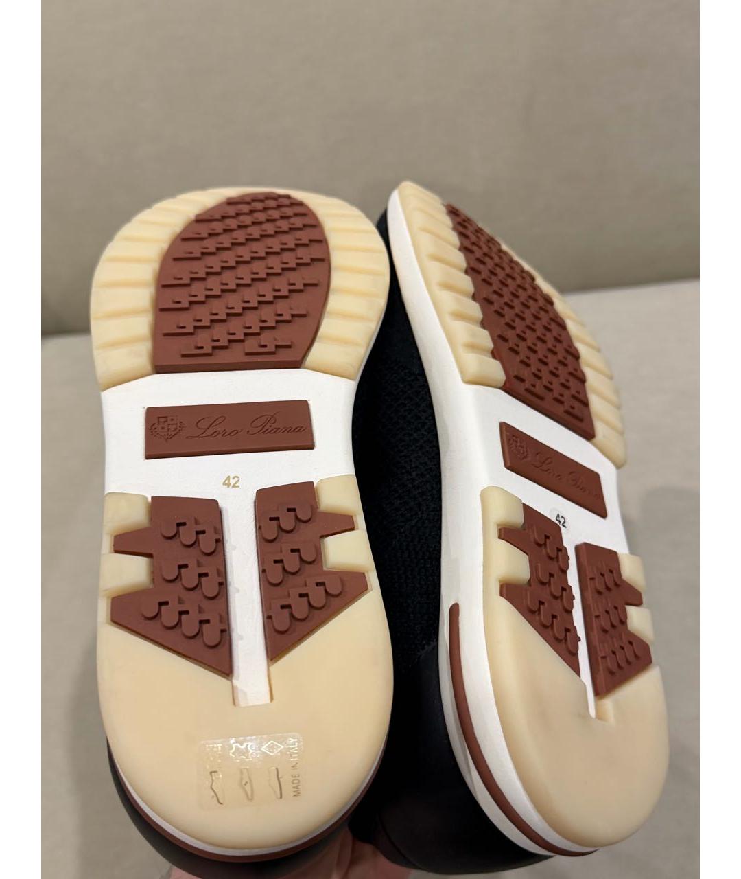 LORO PIANA Черные текстильные низкие кроссовки / кеды, фото 5