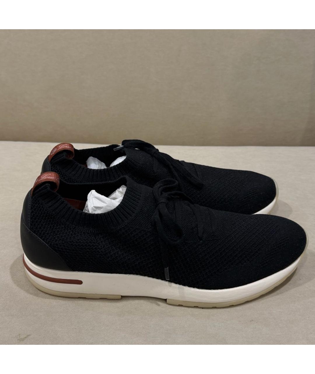 LORO PIANA Черные текстильные низкие кроссовки / кеды, фото 6