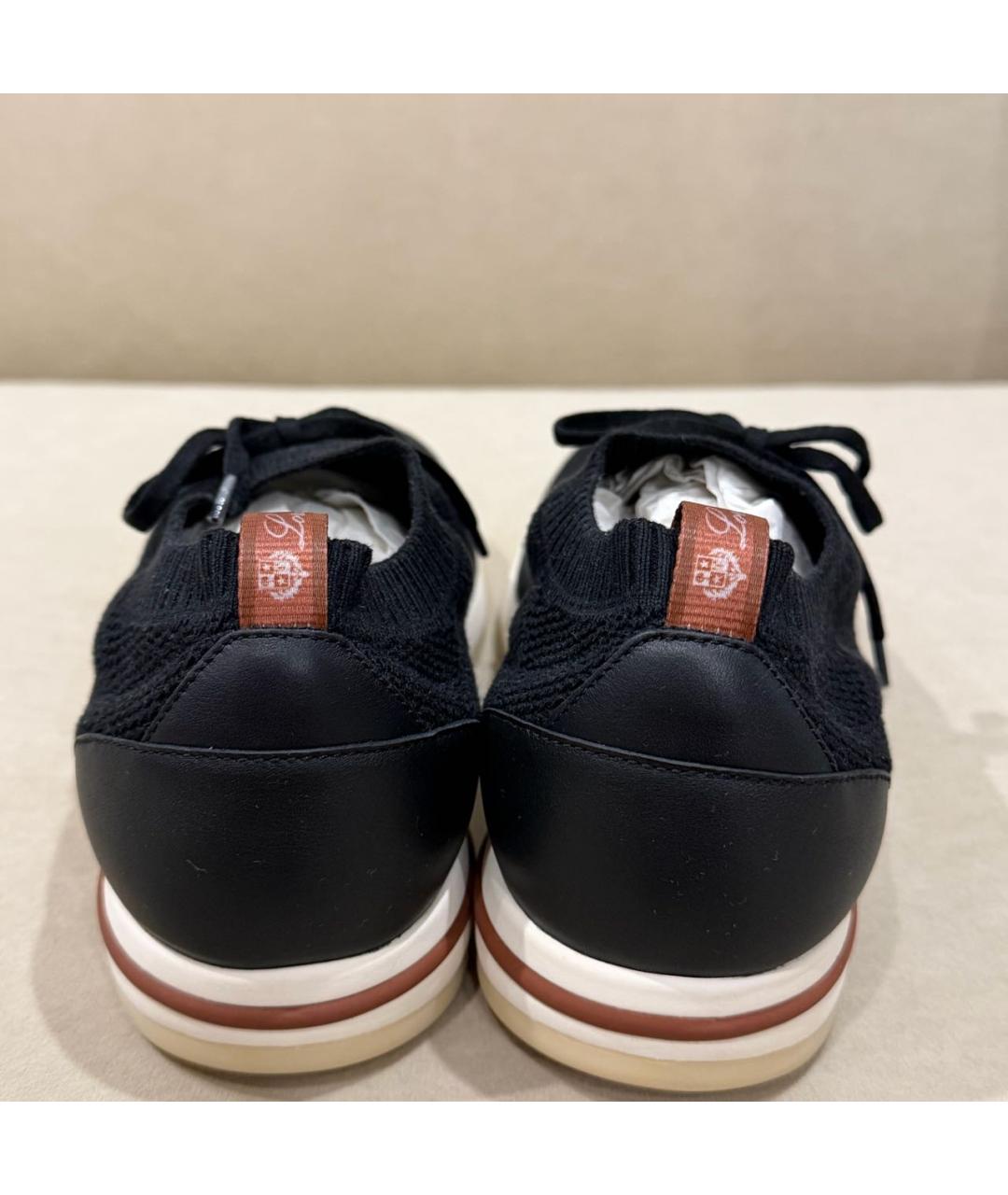 LORO PIANA Черные текстильные низкие кроссовки / кеды, фото 4