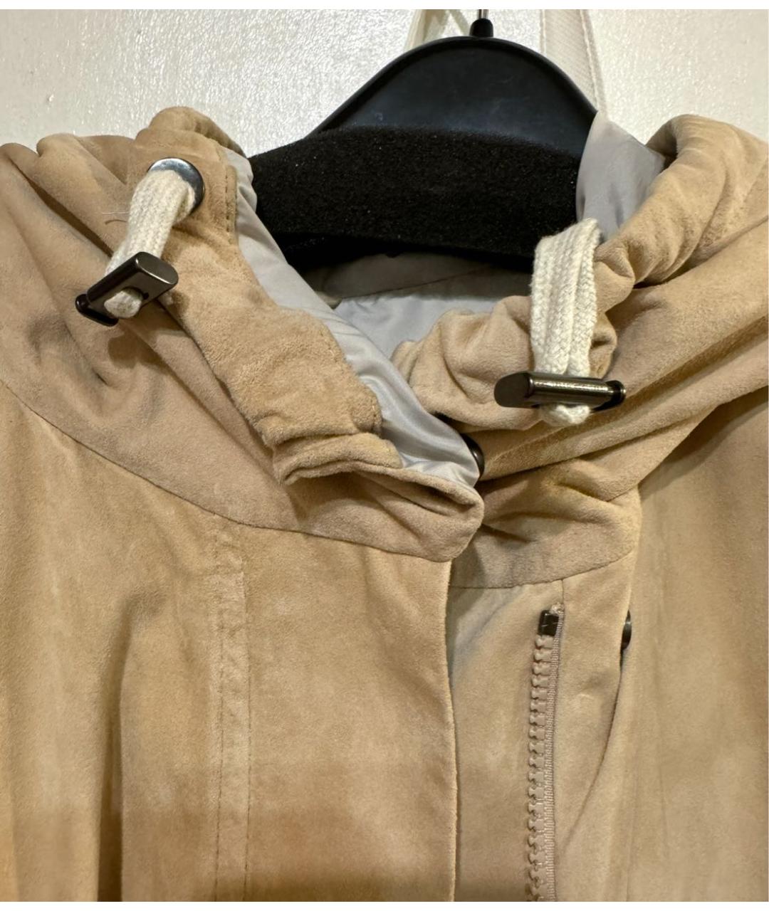 BRUNELLO CUCINELLI Бежевая замшевая парка, фото 4