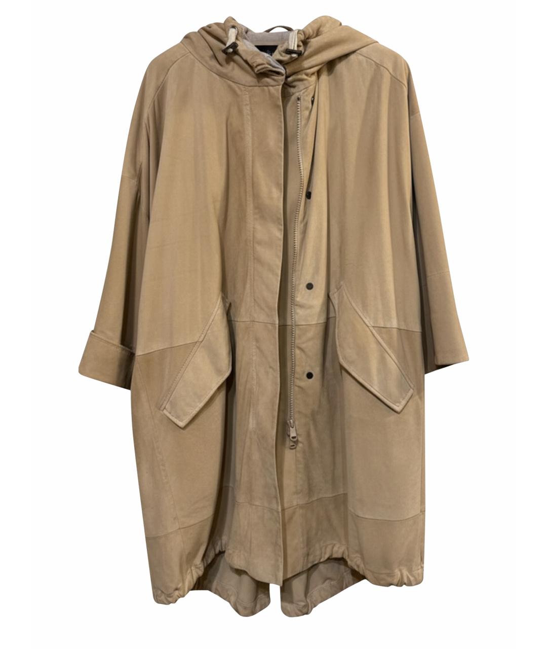 BRUNELLO CUCINELLI Бежевая замшевая парка, фото 1