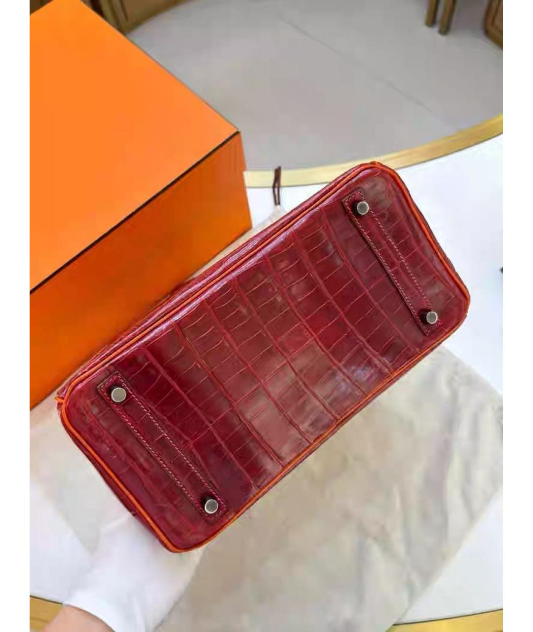 HERMES Оранжевая кожаная сумка с короткими ручками, фото 3