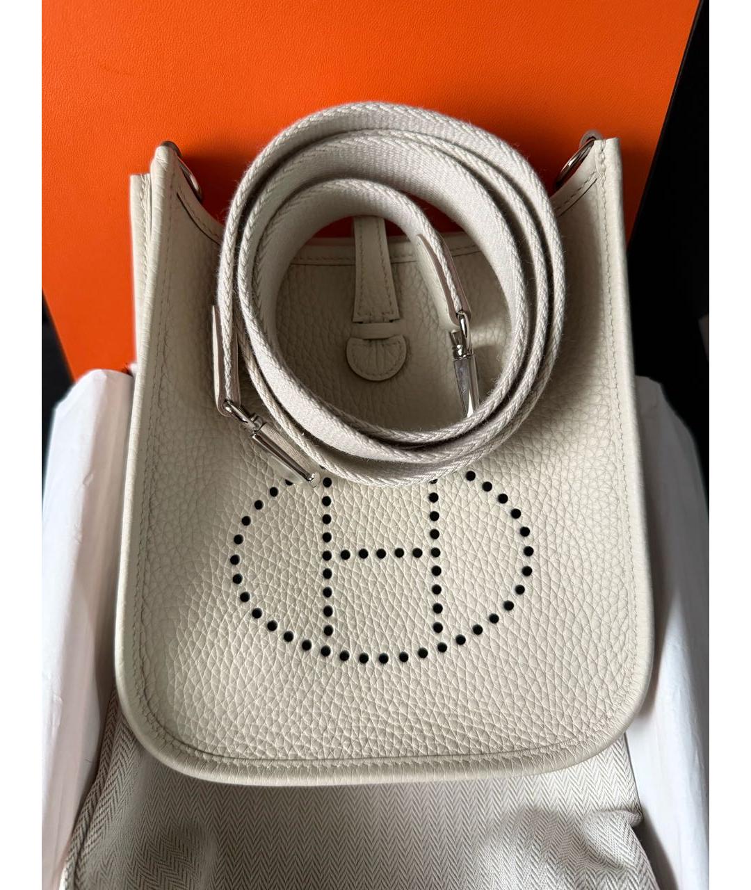 HERMES Белая кожаная сумка через плечо, фото 3
