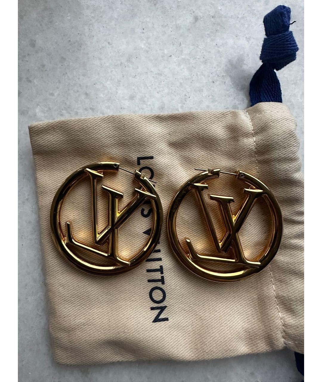 LOUIS VUITTON Золотые металлические серьги, фото 5