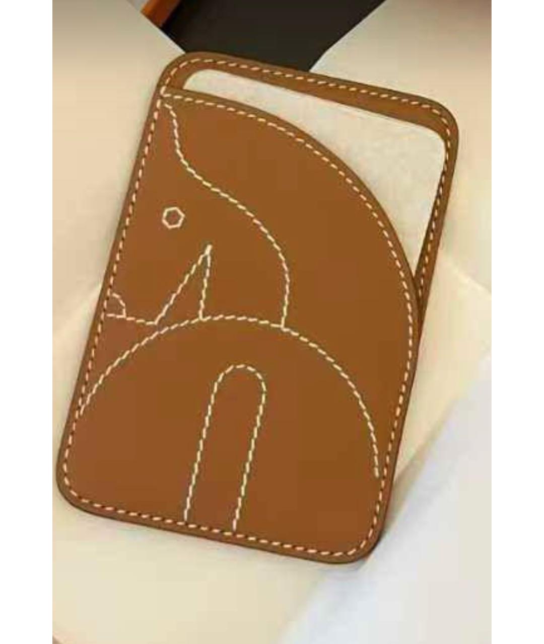 HERMES Коричневый кожаный кардхолдер, фото 3