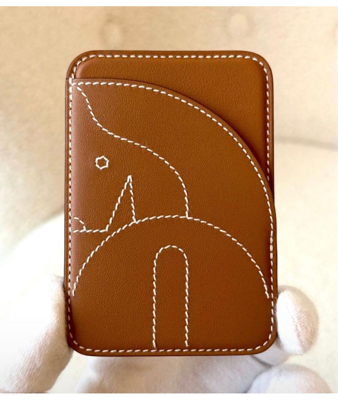 HERMES Коричневый кожаный кардхолдер, фото 2
