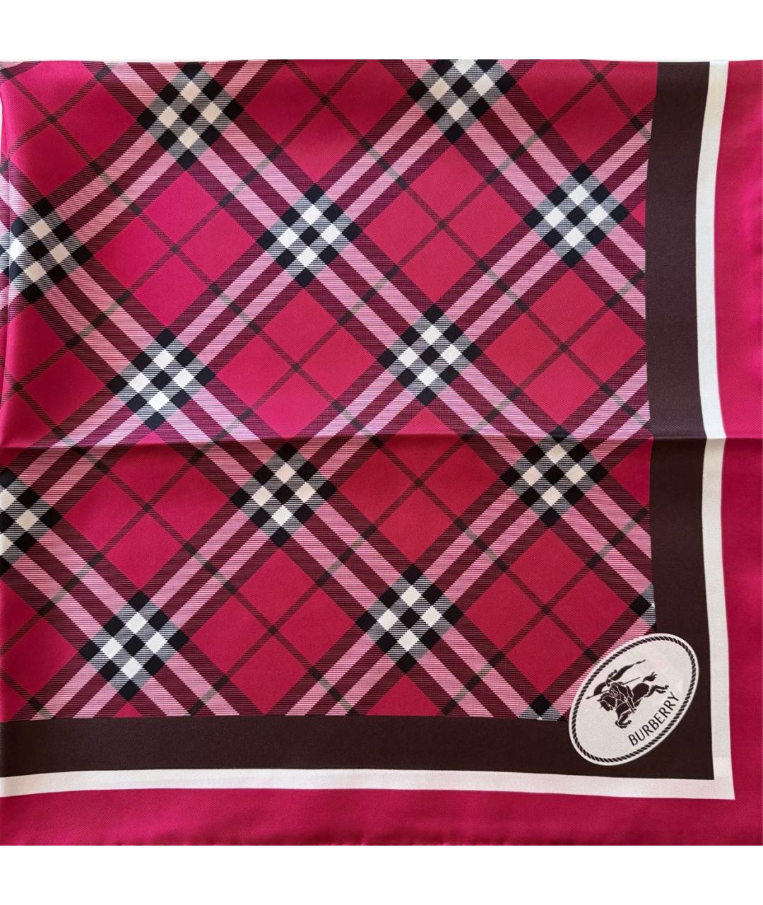 BURBERRY Красный шелковый платок, фото 6