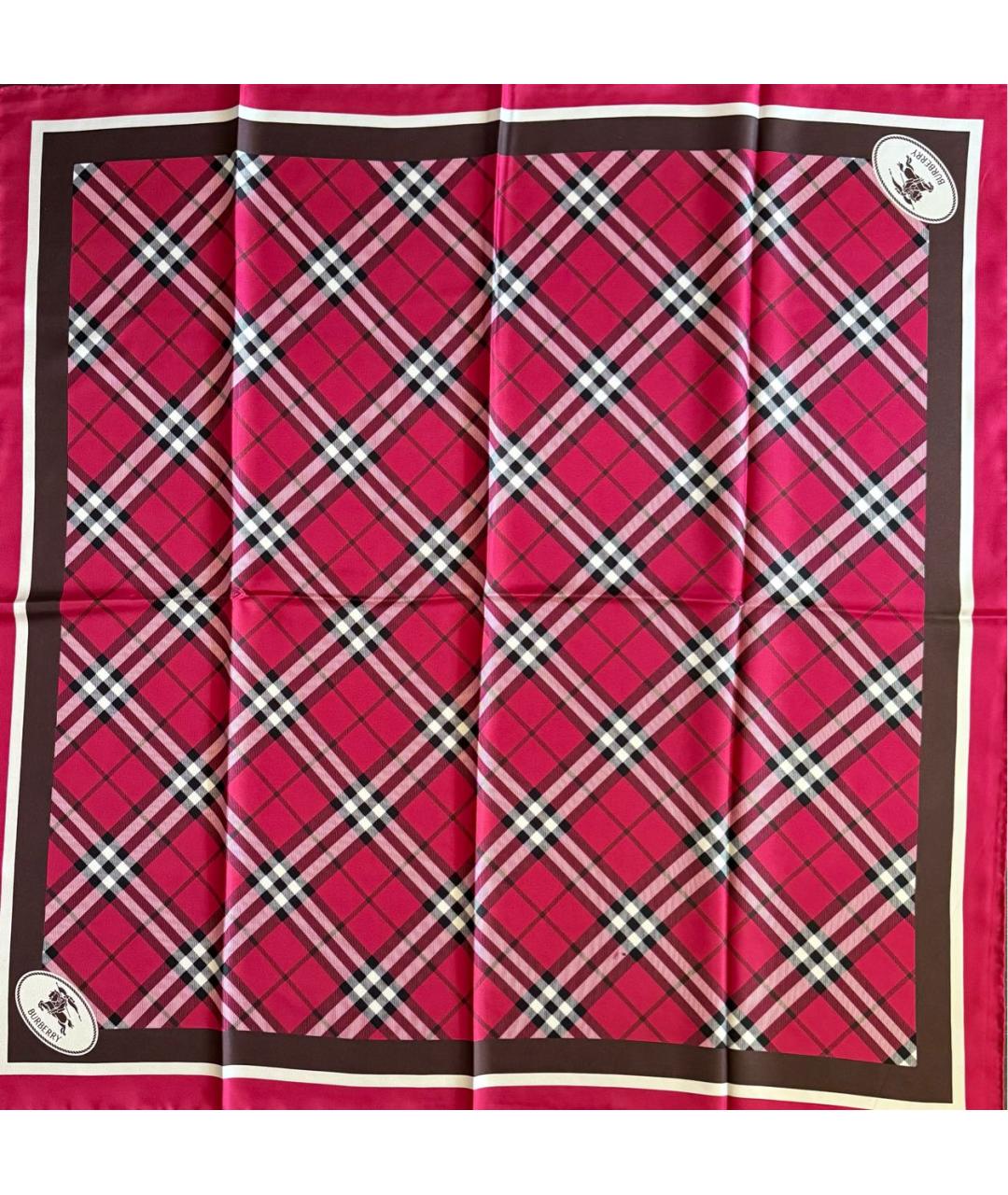 BURBERRY Красный шелковый платок, фото 2