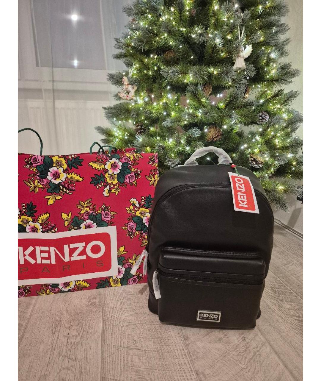 KENZO Черный кожаный рюкзак, фото 2