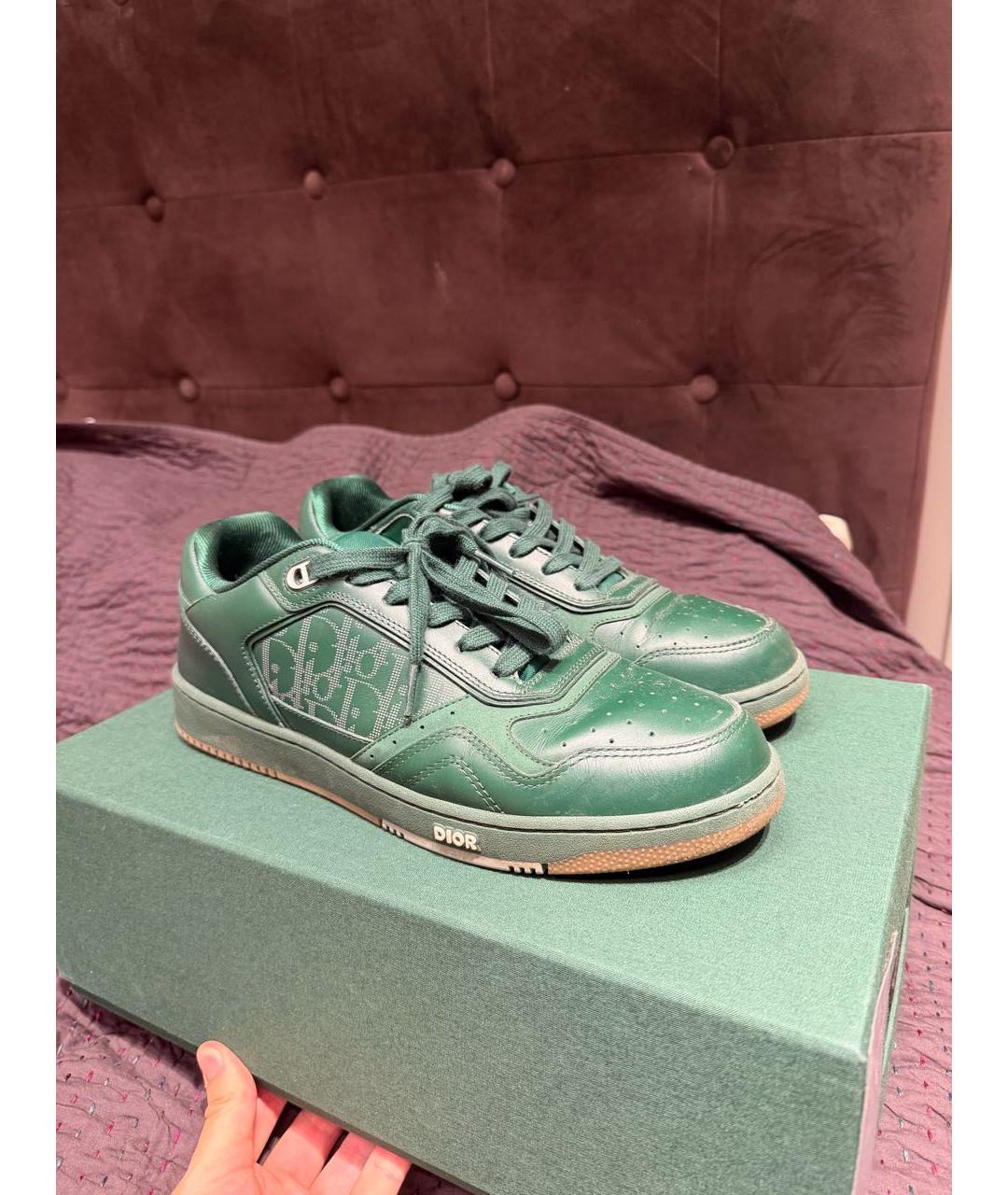 CHRISTIAN DIOR Зеленые кожаные низкие кроссовки / кеды, фото 3
