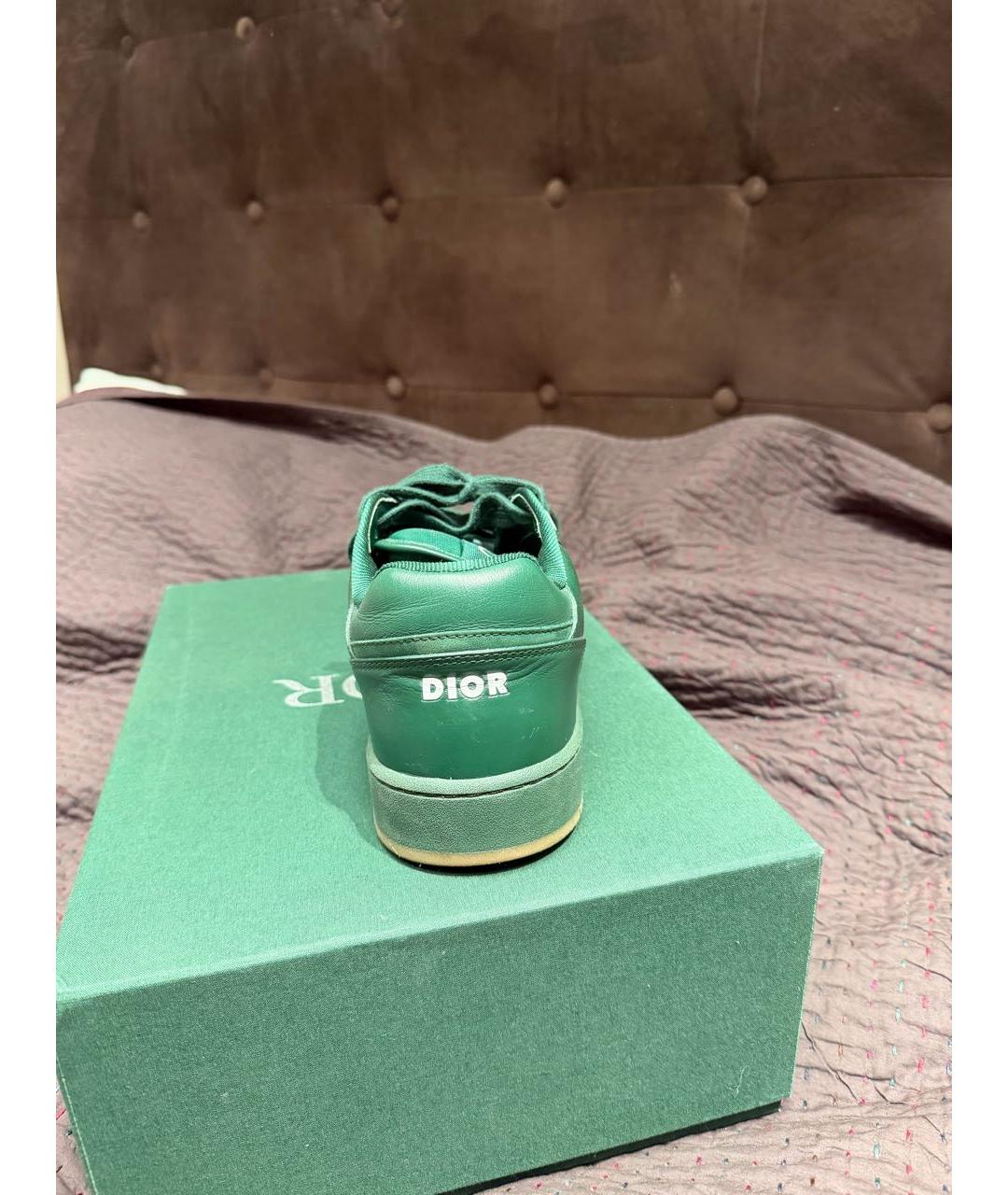 CHRISTIAN DIOR Зеленые кожаные низкие кроссовки / кеды, фото 2