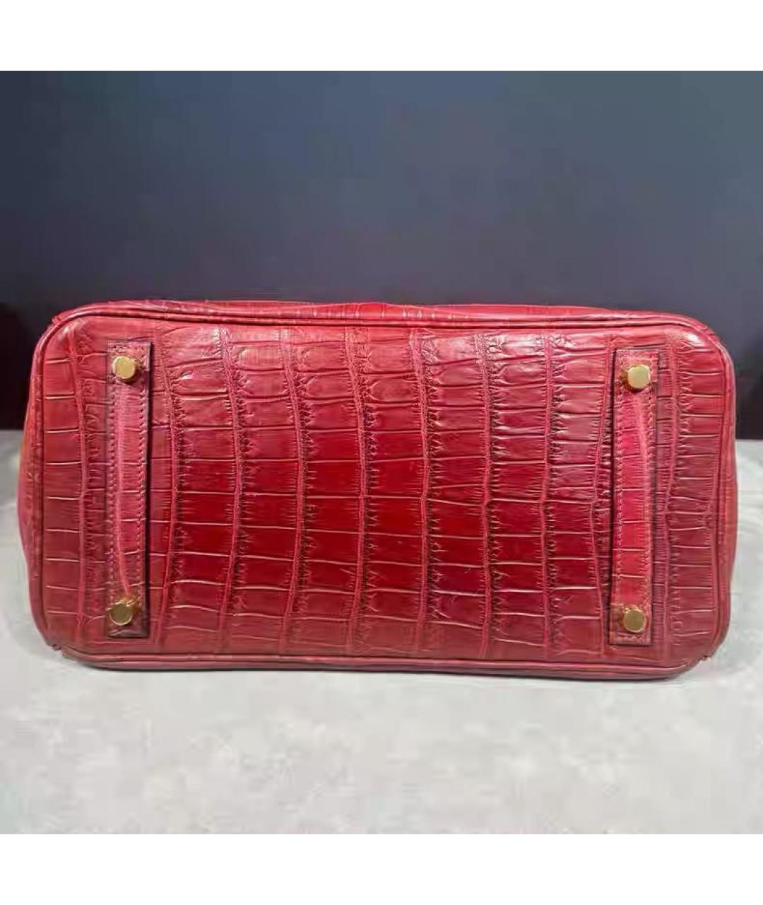 HERMES Красная кожаная сумка с короткими ручками, фото 5