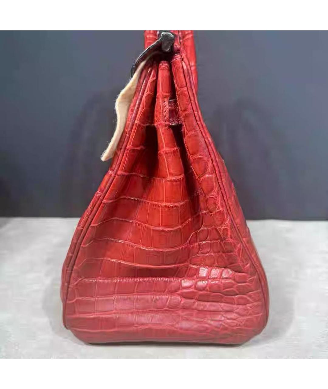 HERMES Красная кожаная сумка с короткими ручками, фото 3