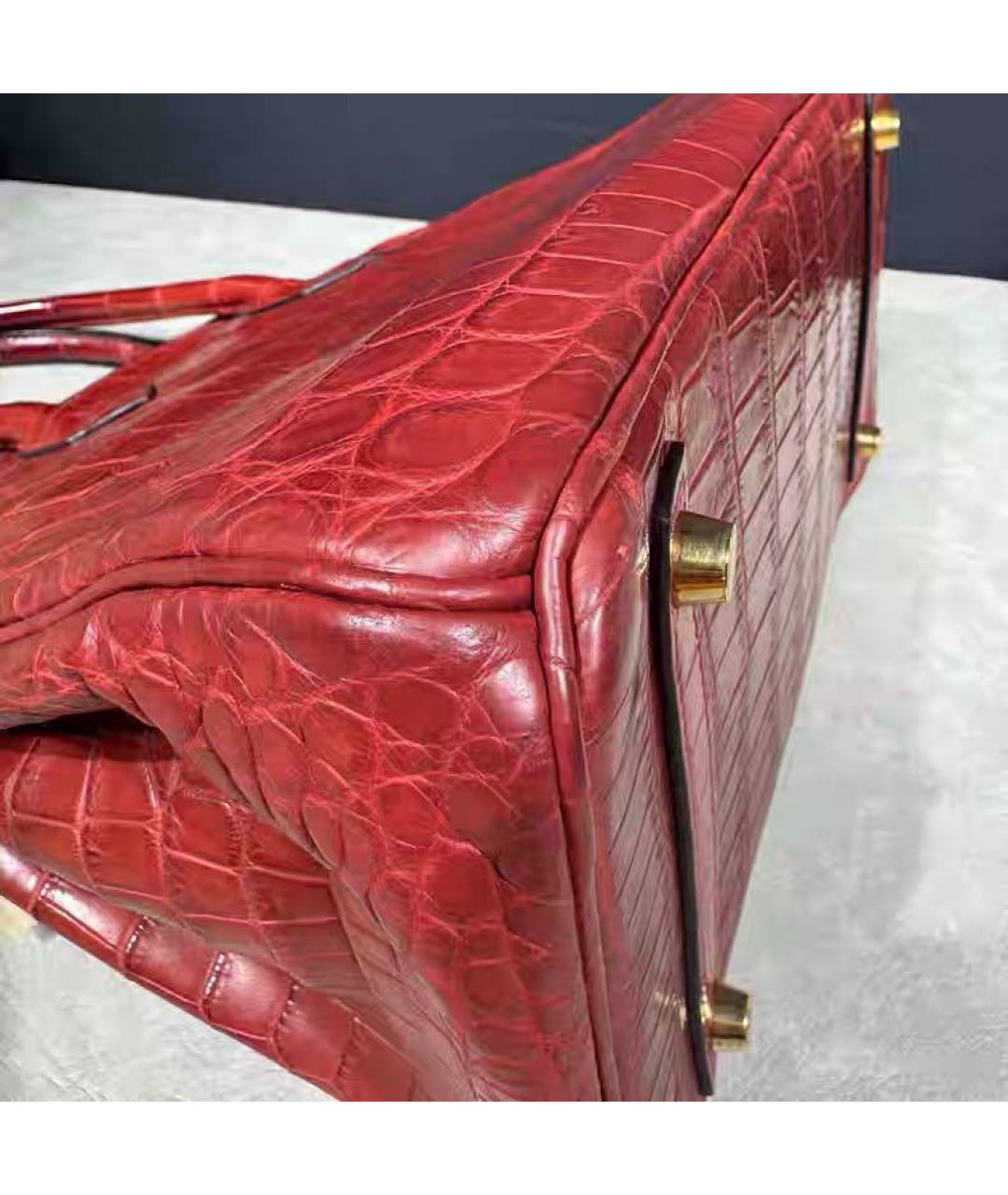 HERMES Красная кожаная сумка с короткими ручками, фото 6