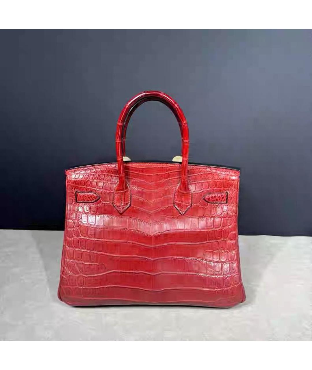 HERMES Красная кожаная сумка с короткими ручками, фото 2