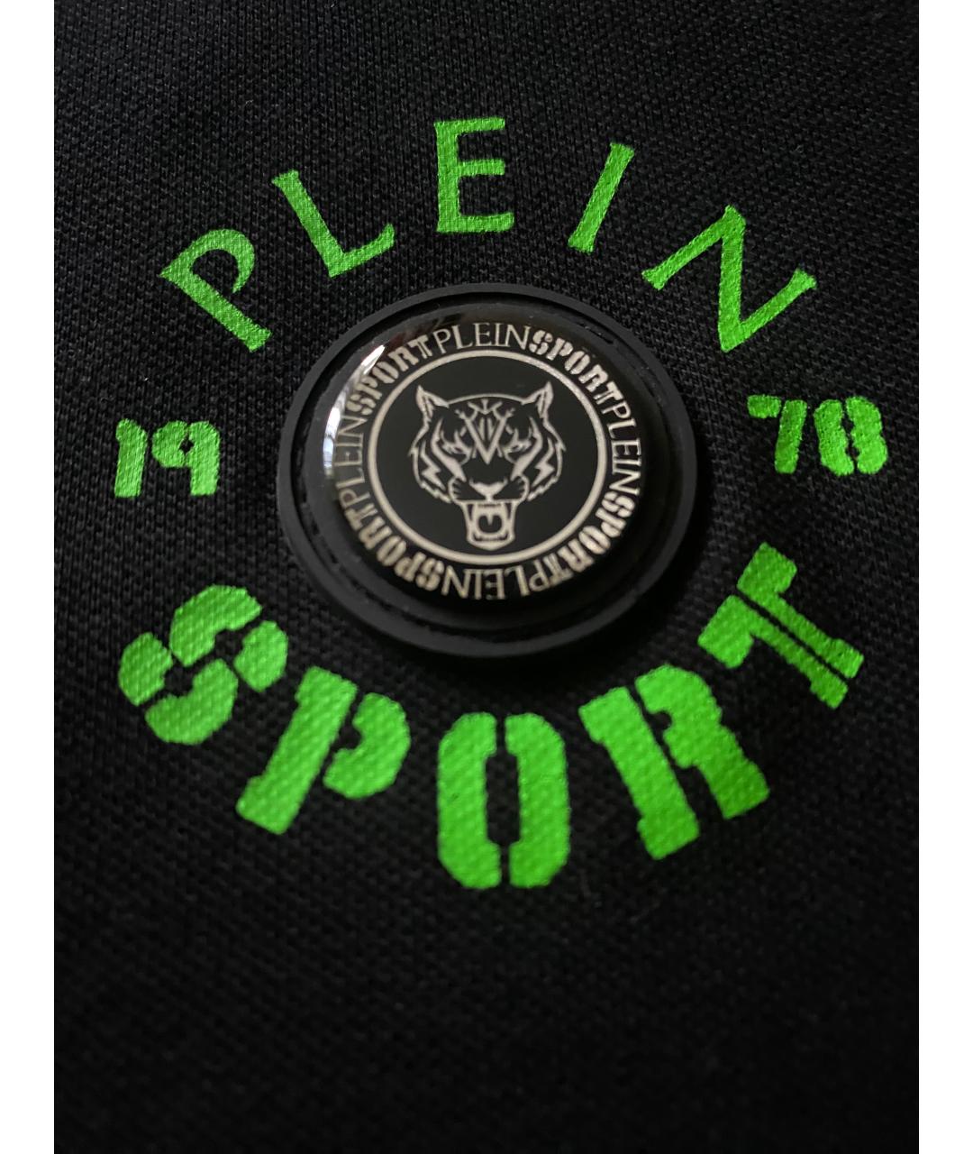 PLEIN SPORT Черное хлопковое поло с коротким рукавом, фото 5