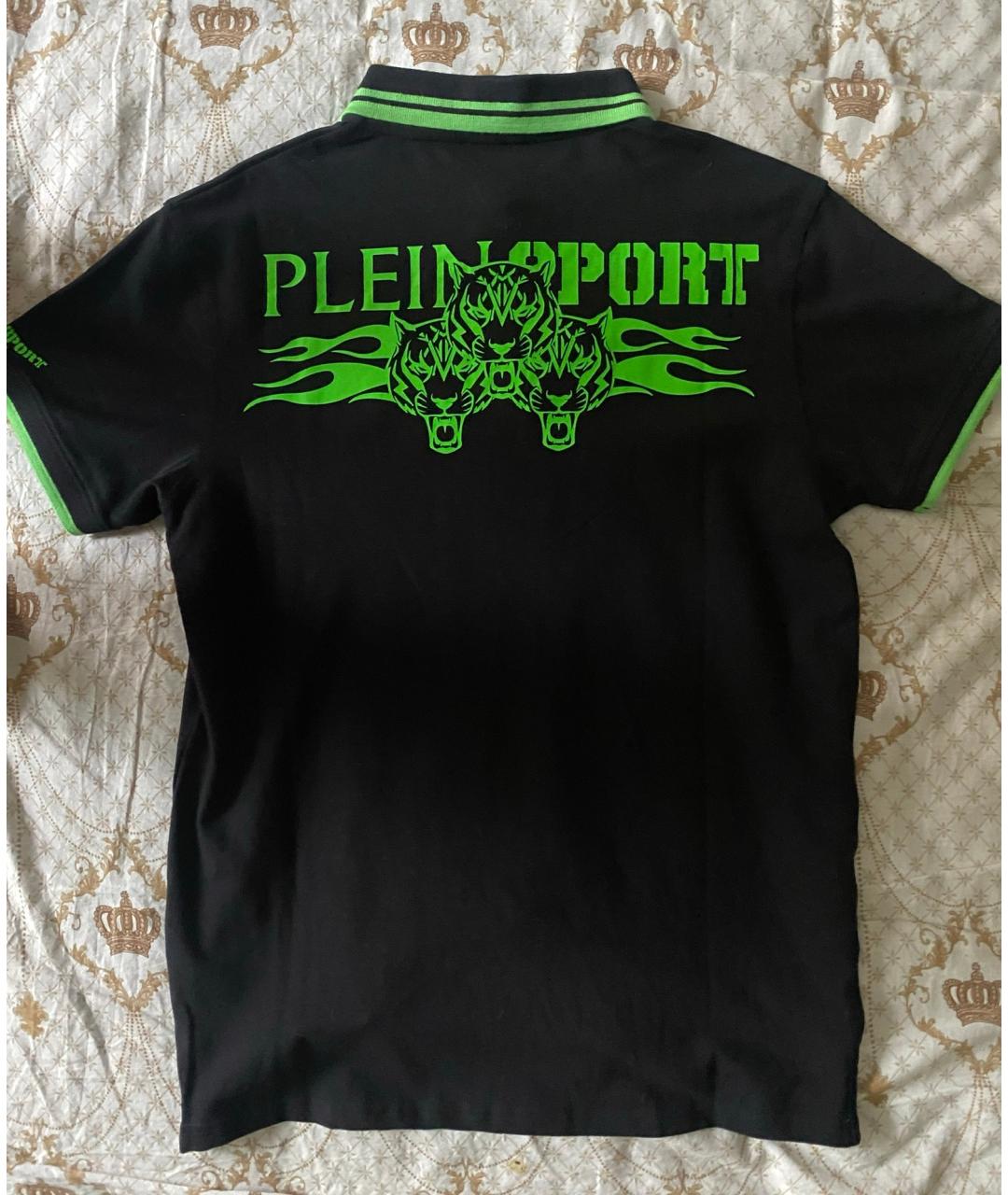 PLEIN SPORT Черное хлопковое поло с коротким рукавом, фото 6