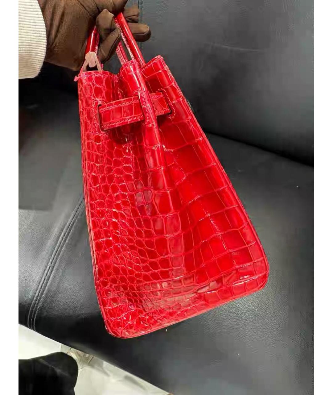 HERMES Красная кожаная сумка с короткими ручками, фото 5