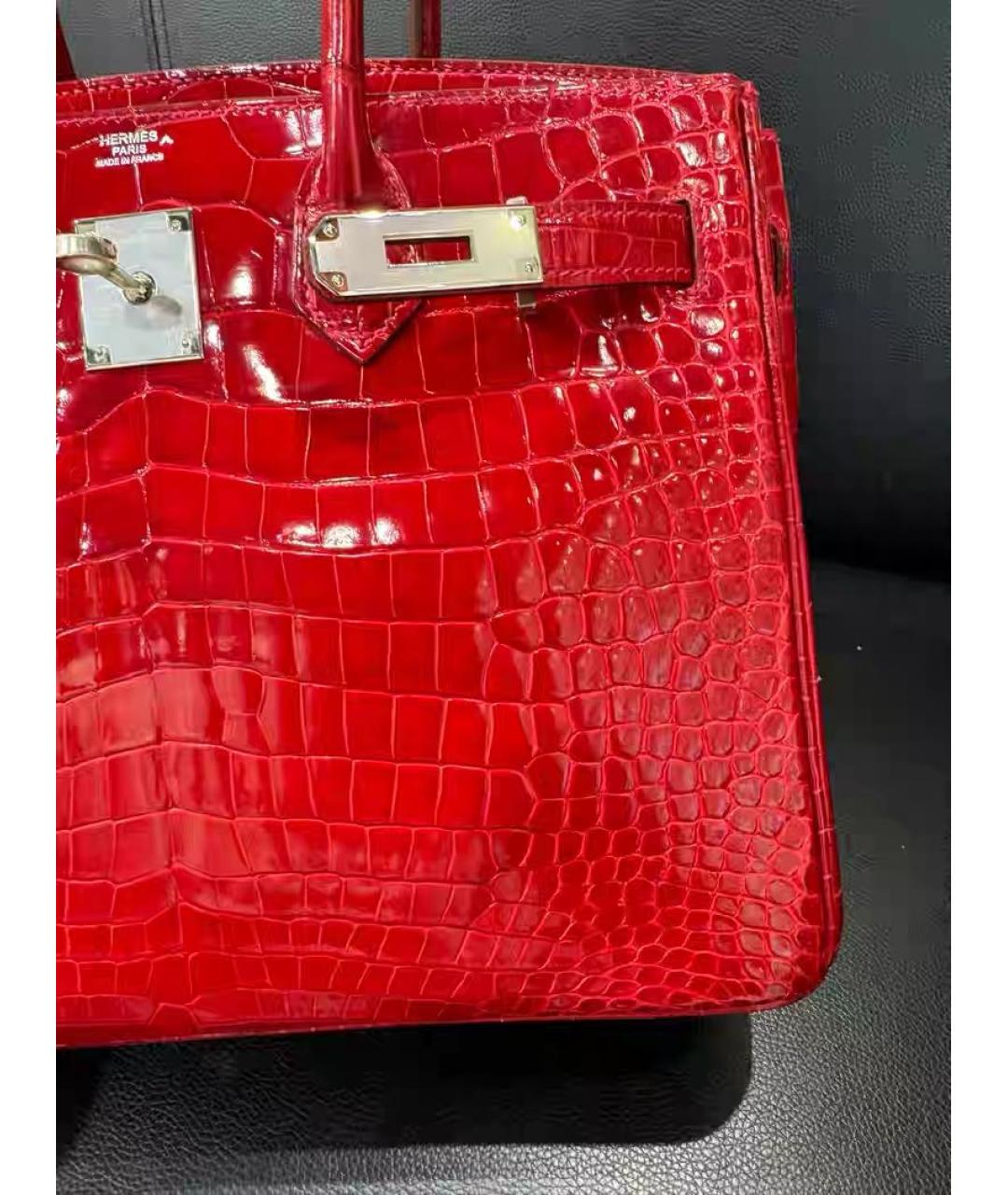 HERMES Красная кожаная сумка с короткими ручками, фото 4