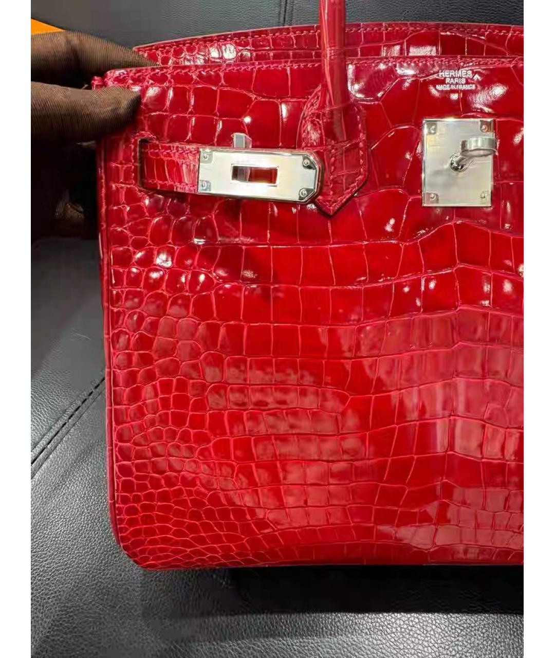 HERMES Красная кожаная сумка с короткими ручками, фото 3