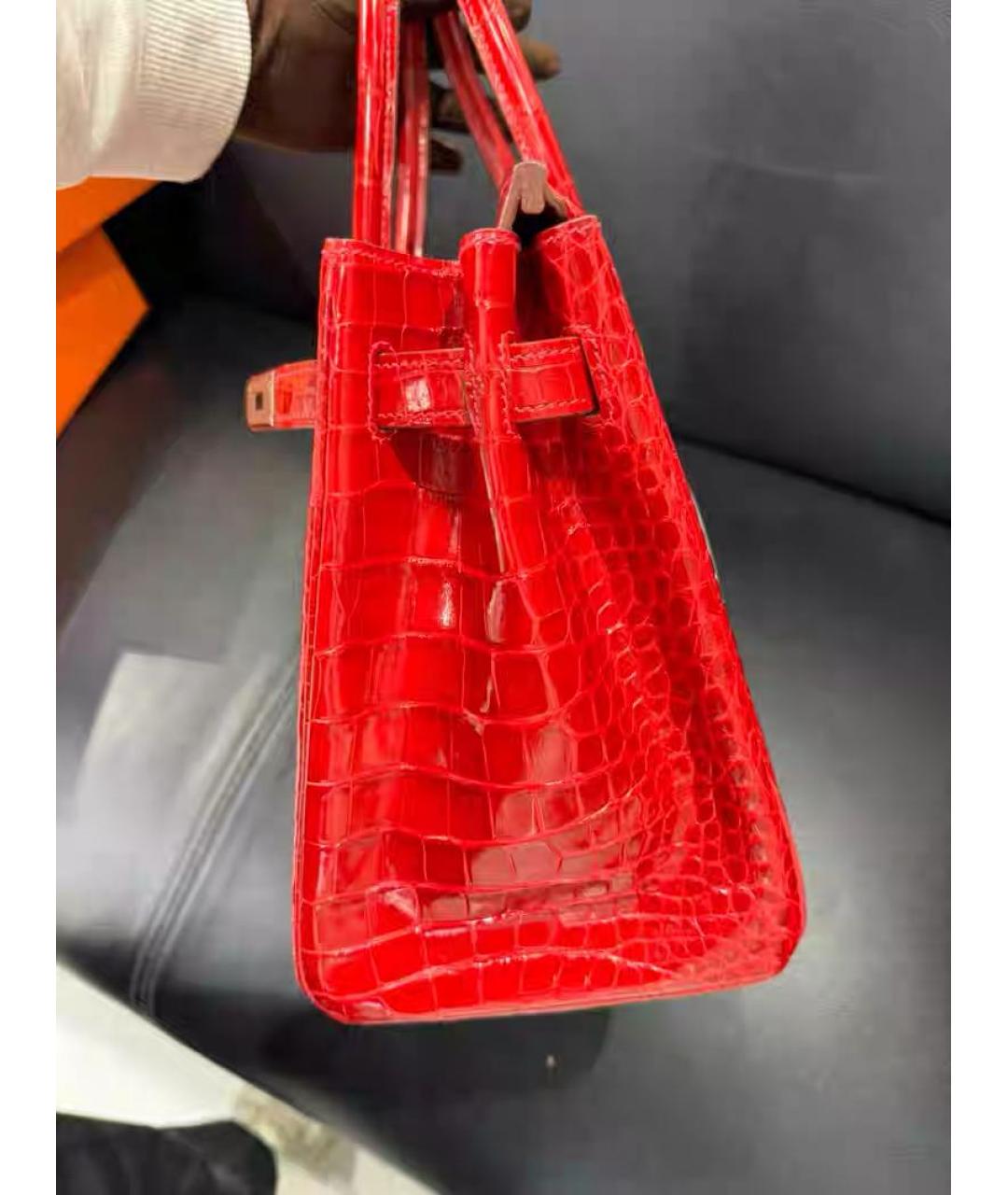 HERMES Красная кожаная сумка с короткими ручками, фото 6