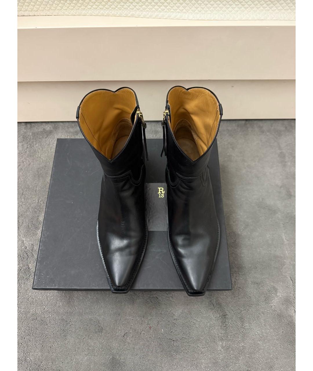 R13 Черные кожаные полусапоги, фото 3