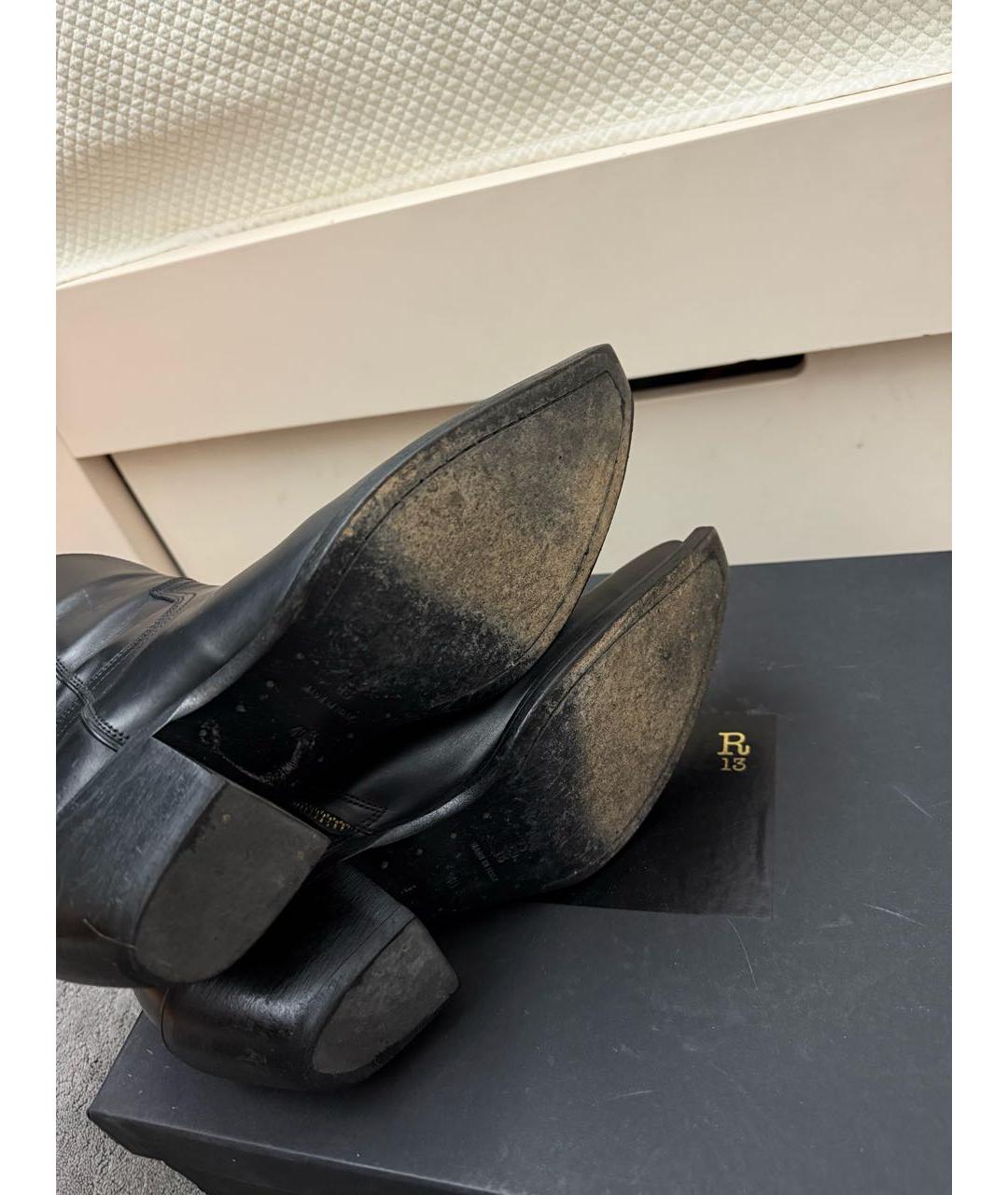 R13 Черные кожаные полусапоги, фото 5