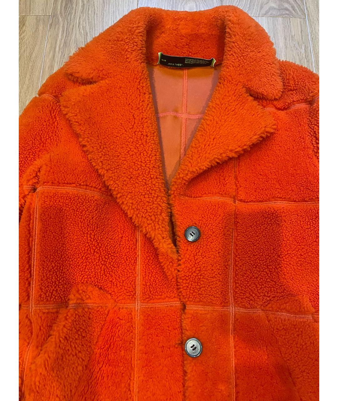 OFF-WHITE Оранжевая кожаная дубленка, фото 7