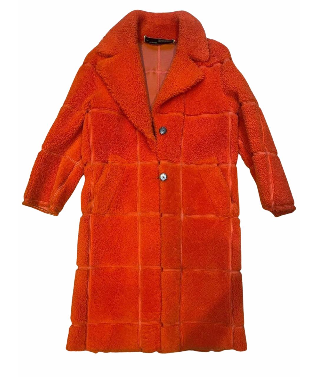 OFF-WHITE Оранжевая кожаная дубленка, фото 1