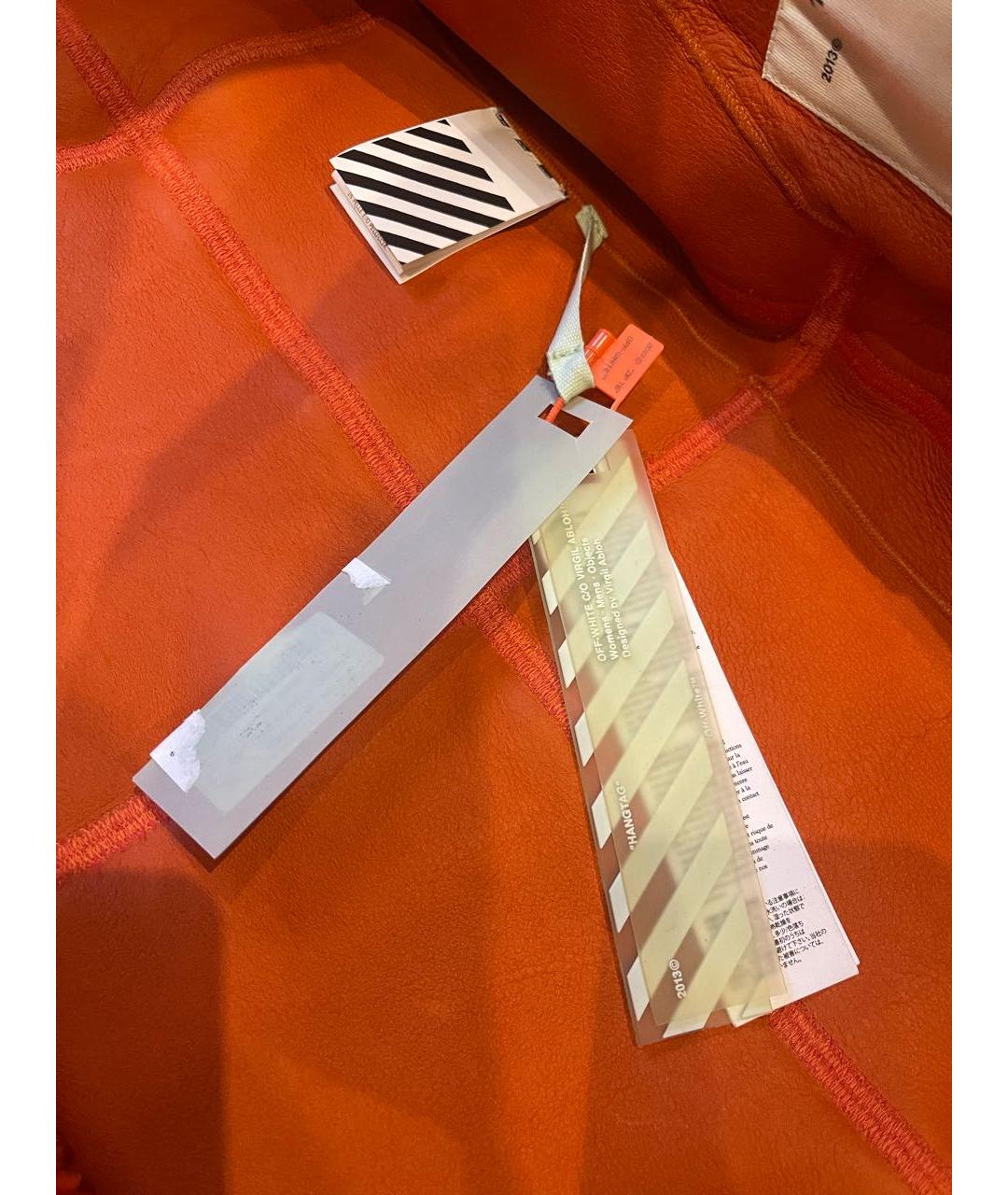 OFF-WHITE Оранжевая кожаная дубленка, фото 5