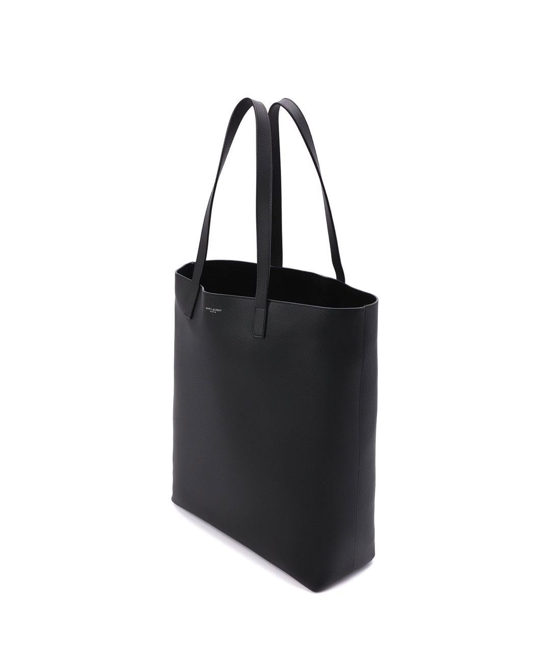 SAINT LAURENT Черная кожаная сумка тоут, фото 3