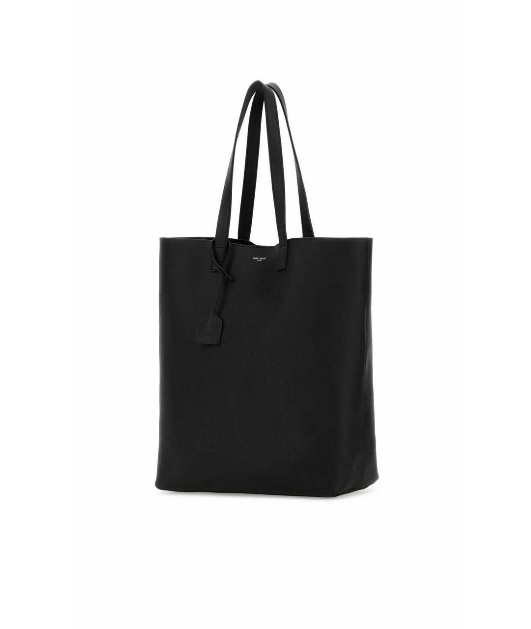 SAINT LAURENT Черная кожаная сумка тоут, фото 4