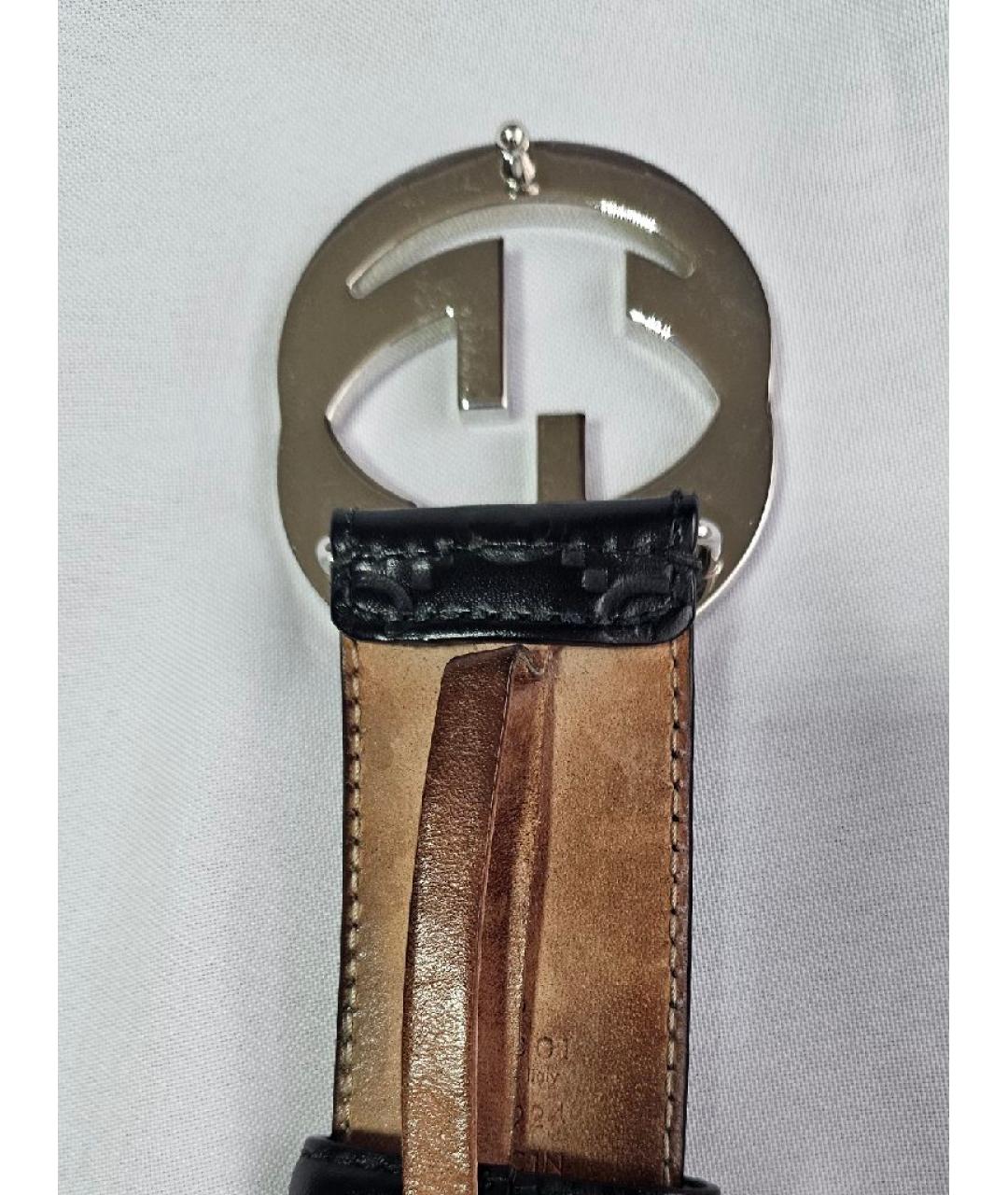 GUCCI Черный кожаный ремень, фото 2