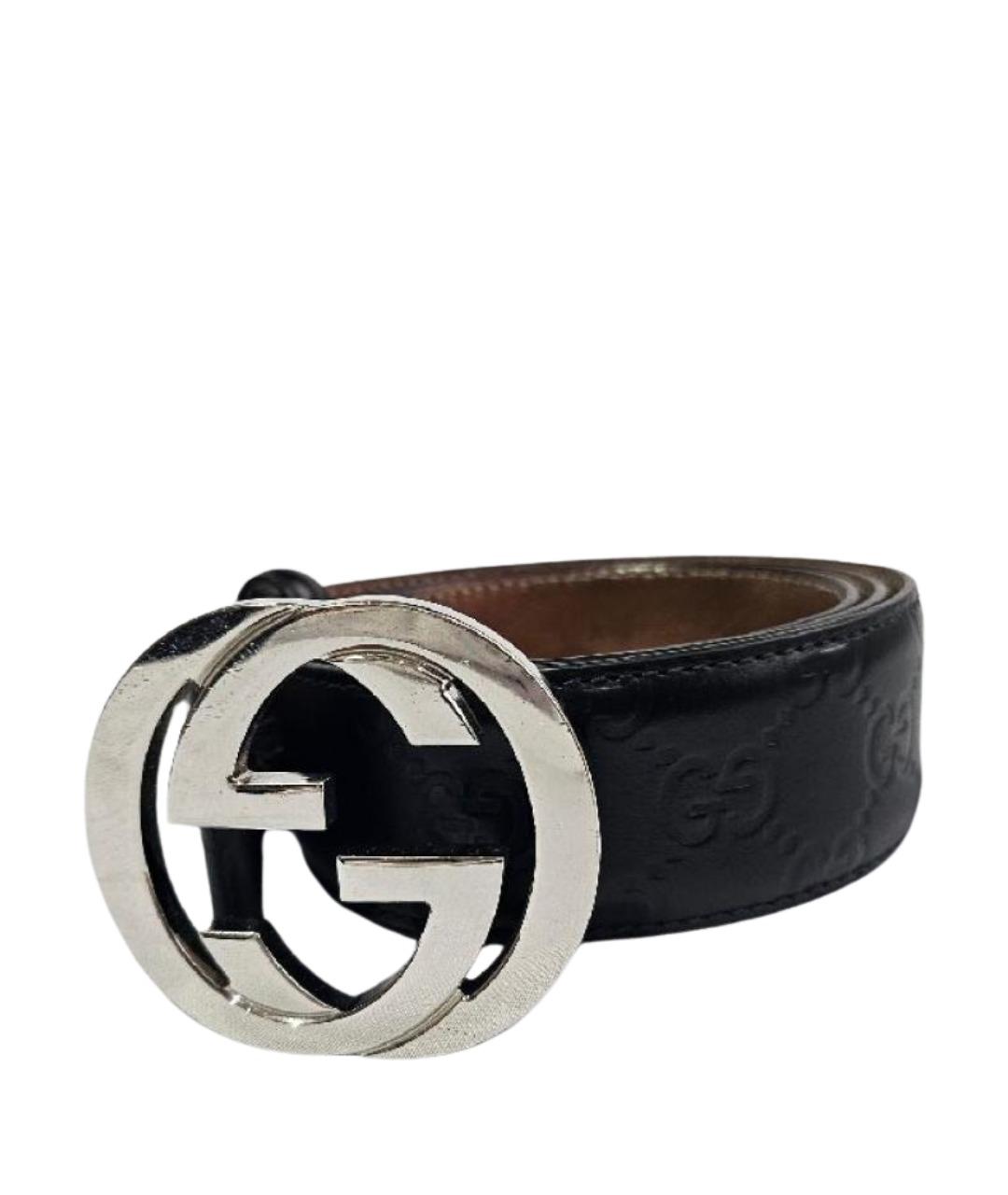 GUCCI Черный кожаный ремень, фото 1