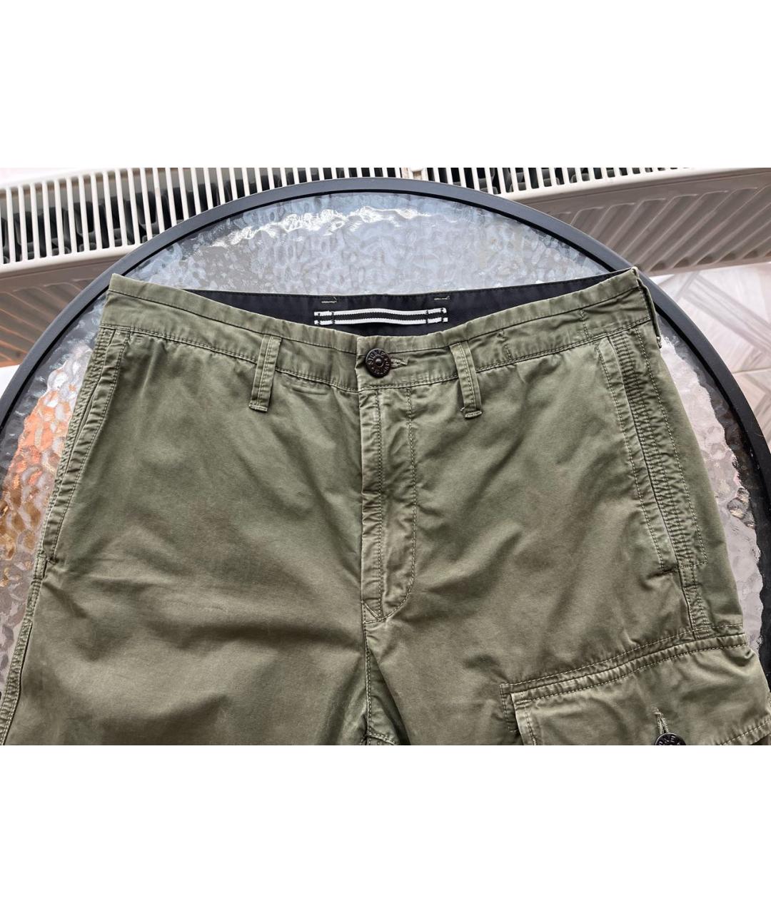 STONE ISLAND Хаки хлопковые повседневные брюки, фото 3