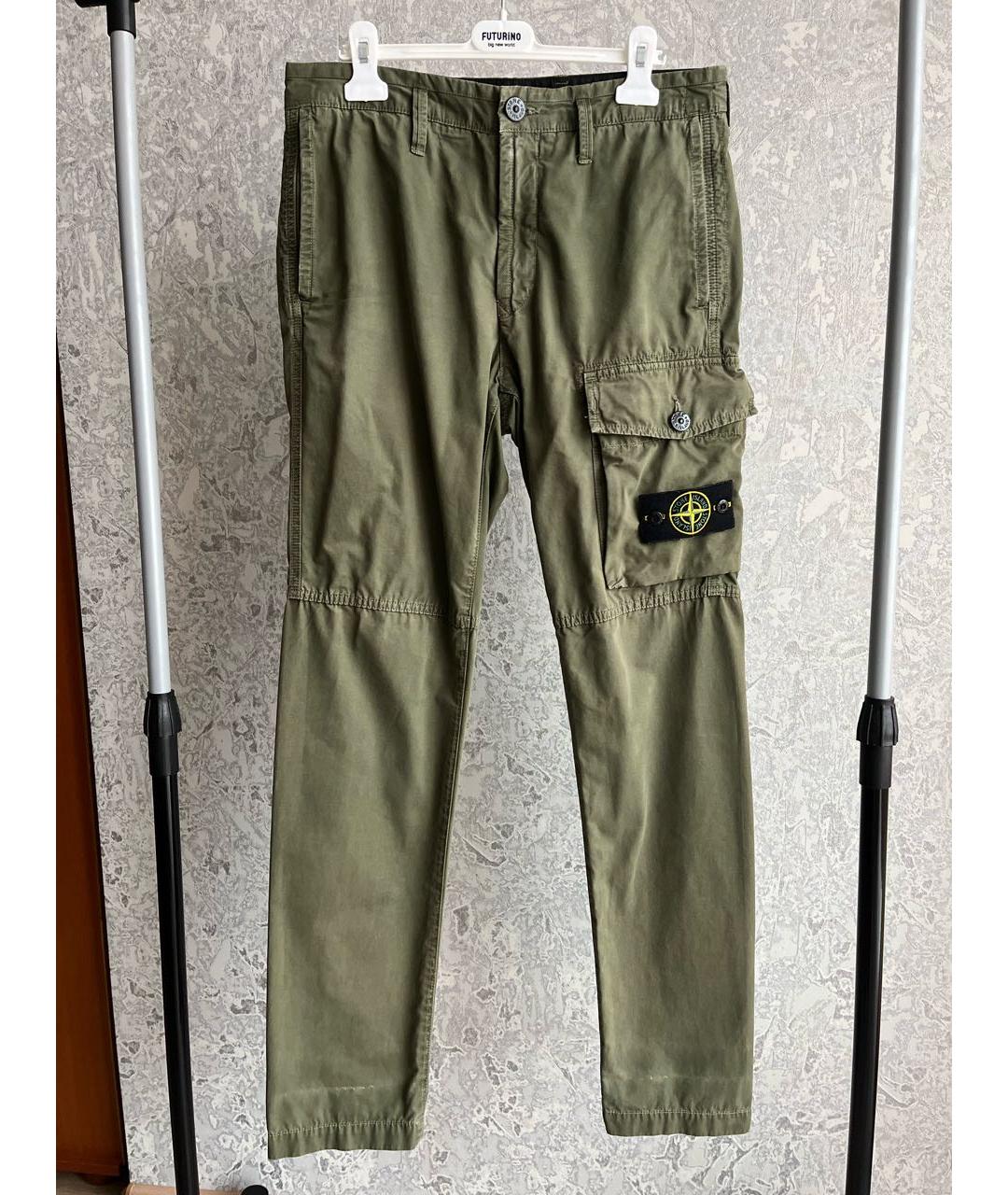 STONE ISLAND Хаки хлопковые повседневные брюки, фото 9