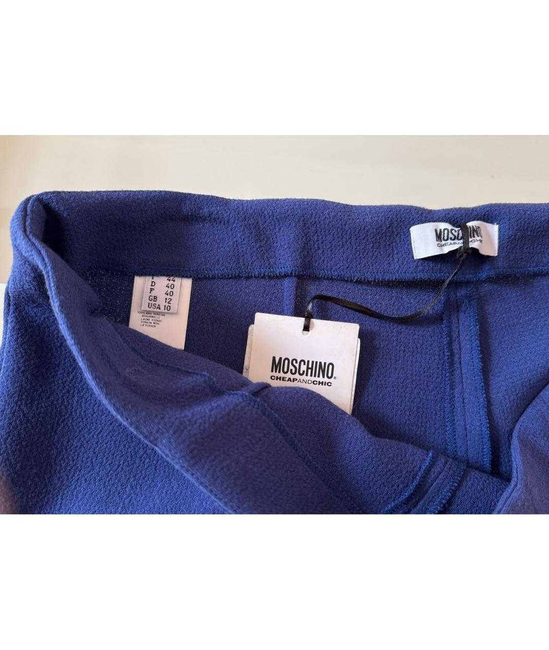 MOSCHINO Синие шерстяные брюки узкие, фото 4