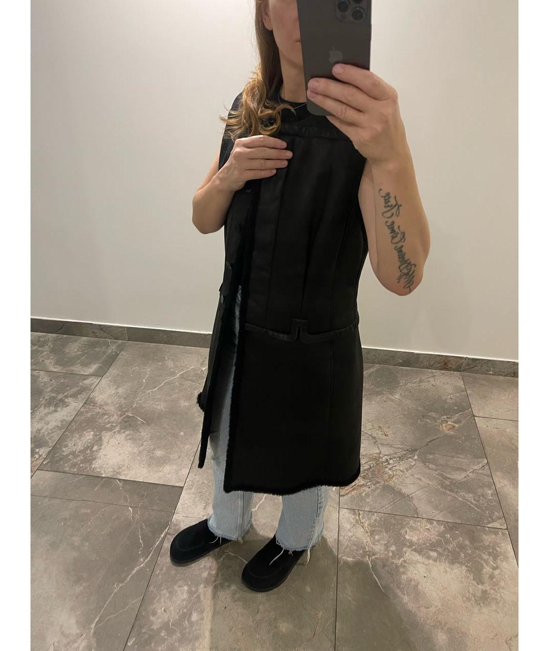 HERMES Черный кожаный жилет, фото 4