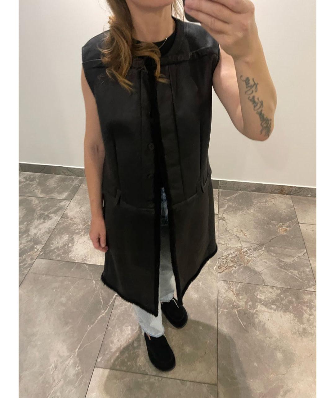 HERMES Черный кожаный жилет, фото 2