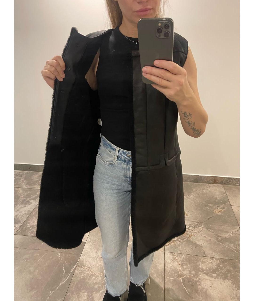 HERMES Черный кожаный жилет, фото 3