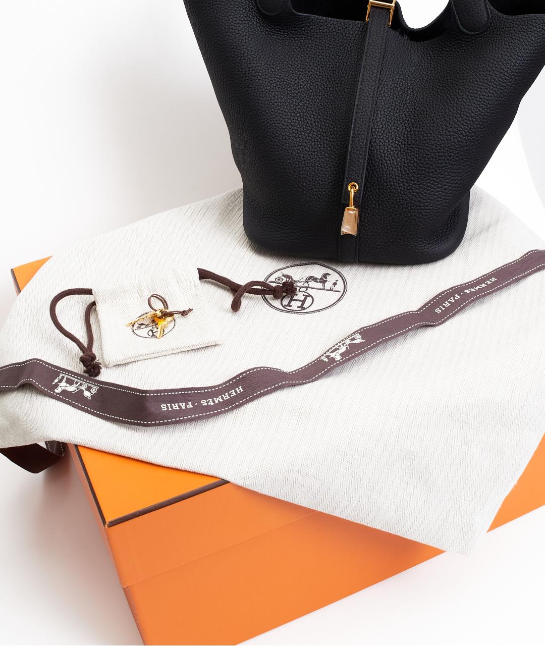 HERMES Черная кожаная сумка с короткими ручками, фото 8