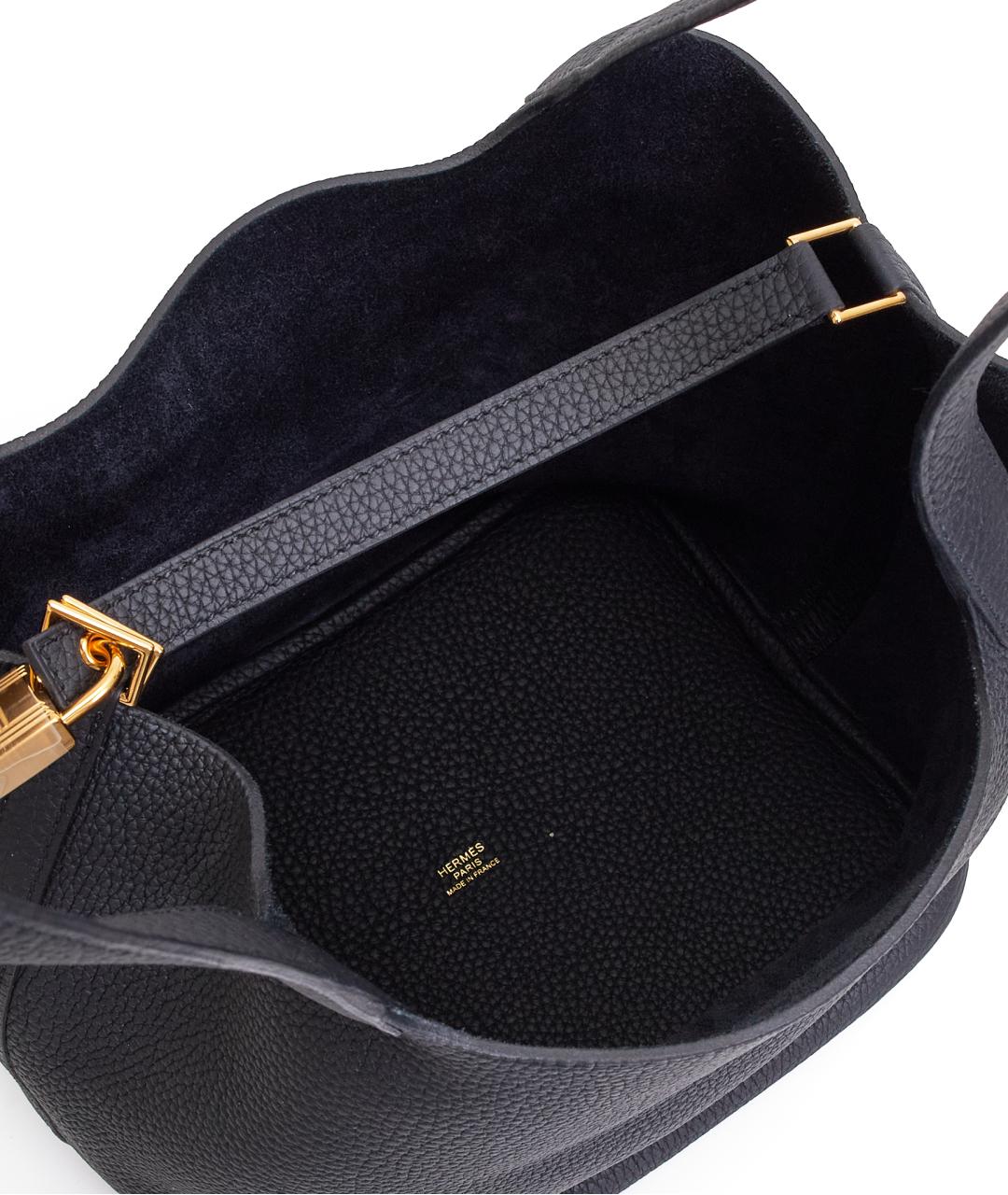 HERMES Черная кожаная сумка с короткими ручками, фото 7