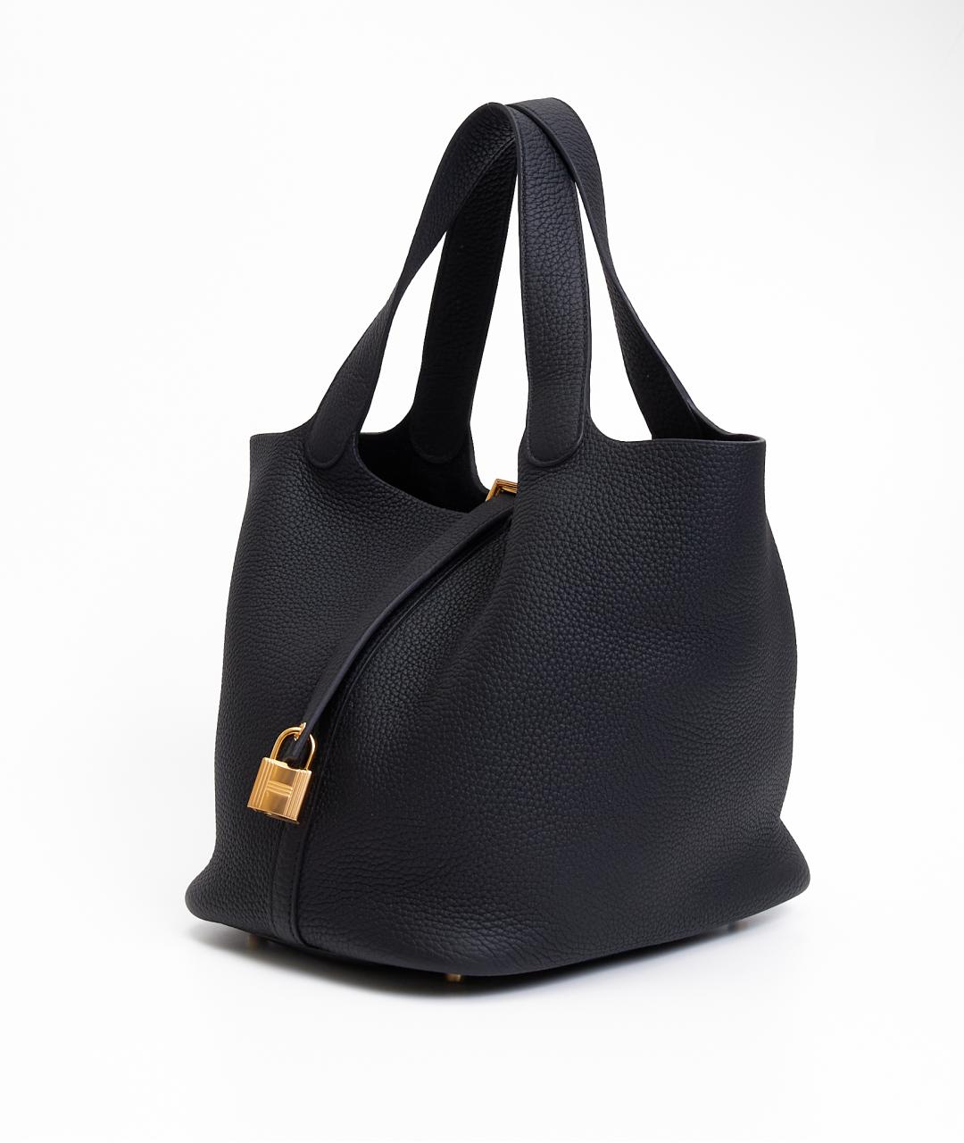 HERMES Черная кожаная сумка с короткими ручками, фото 2