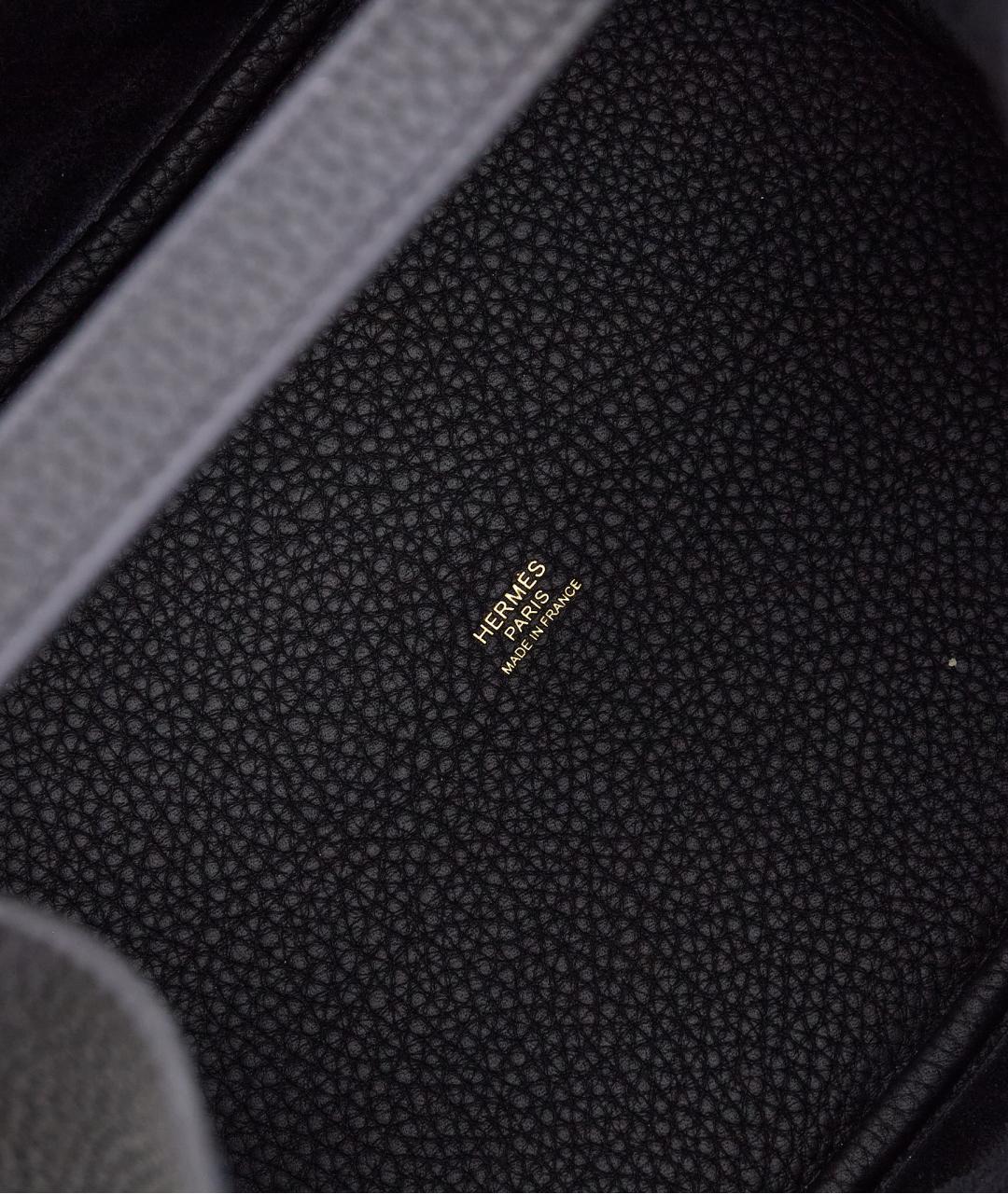 HERMES Черная кожаная сумка с короткими ручками, фото 5