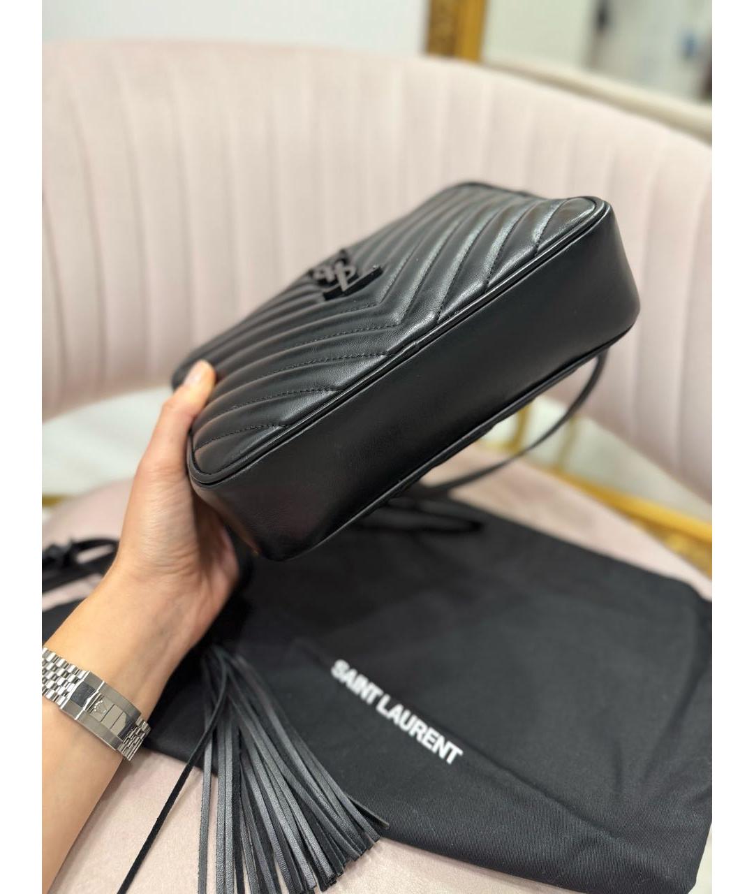 SAINT LAURENT Черная кожаная сумка через плечо, фото 2