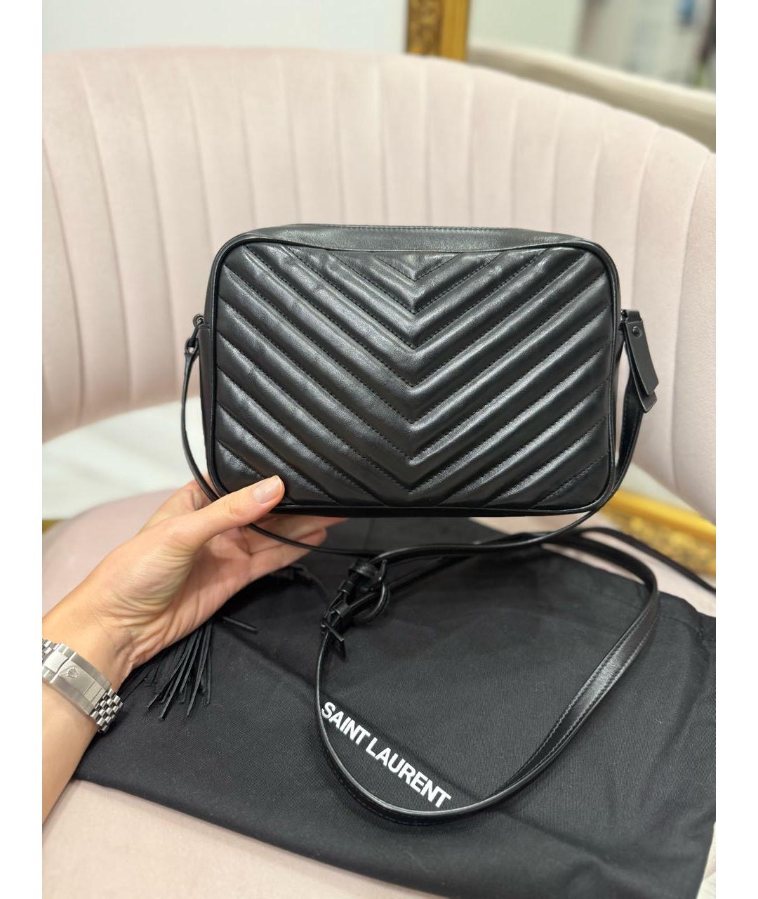 SAINT LAURENT Черная кожаная сумка через плечо, фото 3