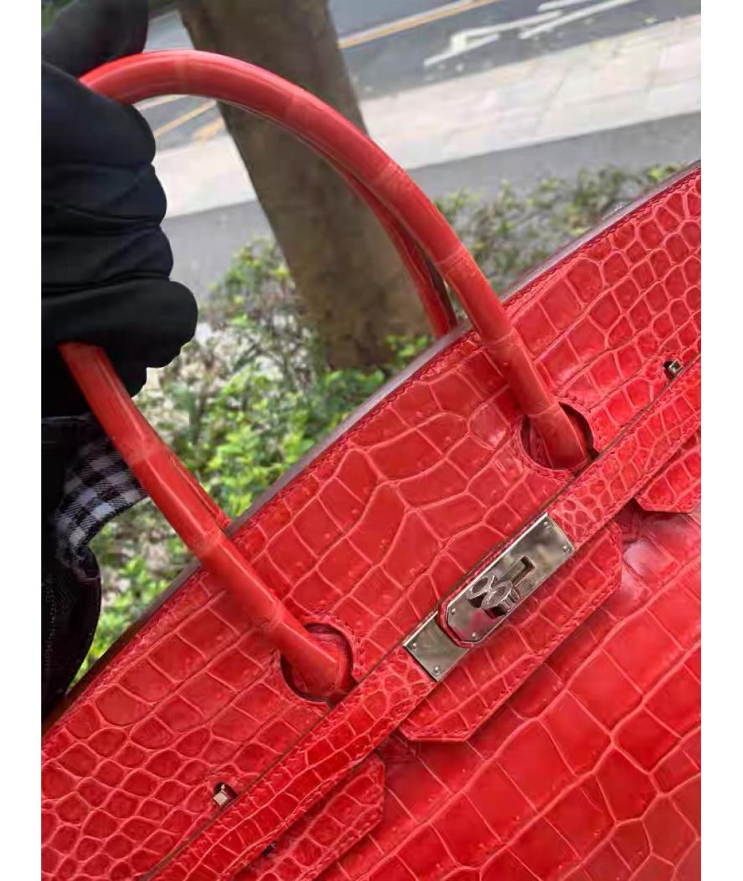 HERMES Красная кожаная сумка с короткими ручками, фото 5