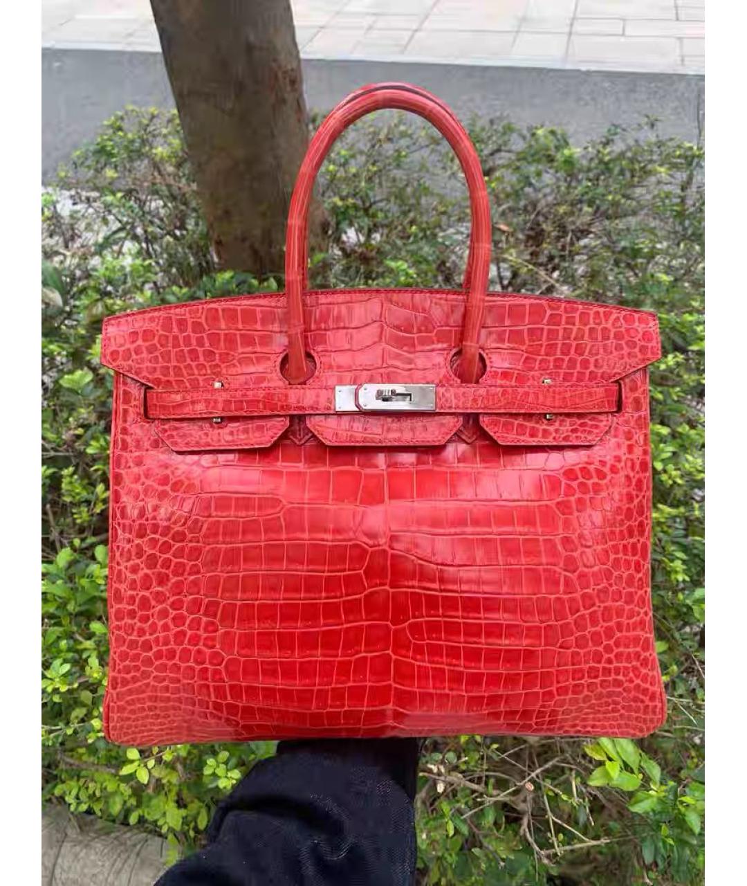 HERMES Красная кожаная сумка с короткими ручками, фото 6