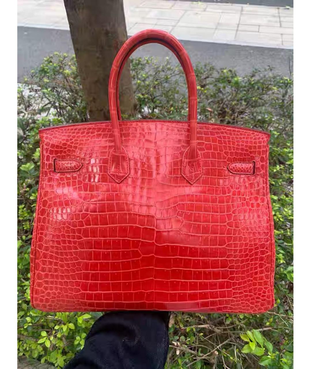 HERMES Красная кожаная сумка с короткими ручками, фото 2