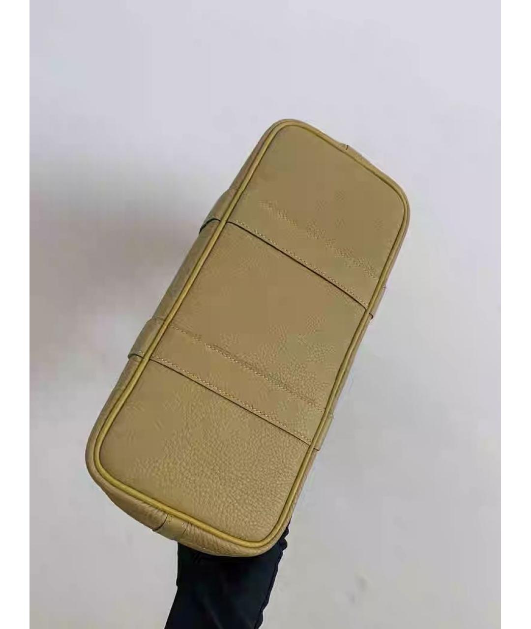 HERMES Хаки кожаная сумка с короткими ручками, фото 4